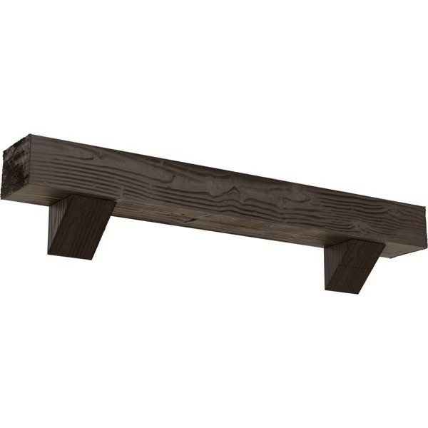 Sandblasted Faux Wood Fireplace ManteL w/Breckinridge Corbels, NaturaL Honey Dew, 8